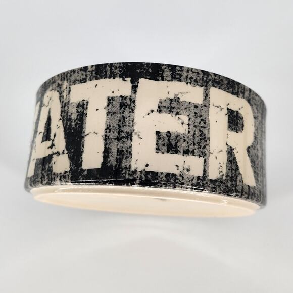 Stoneware Dog Water Dish – Black & Cream with Bone Design - Picture 5 of 5